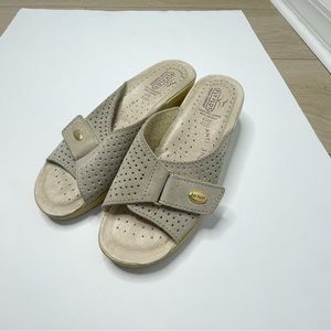Fly Flot Grey Leather Italian Comfort Sandal Sz 39